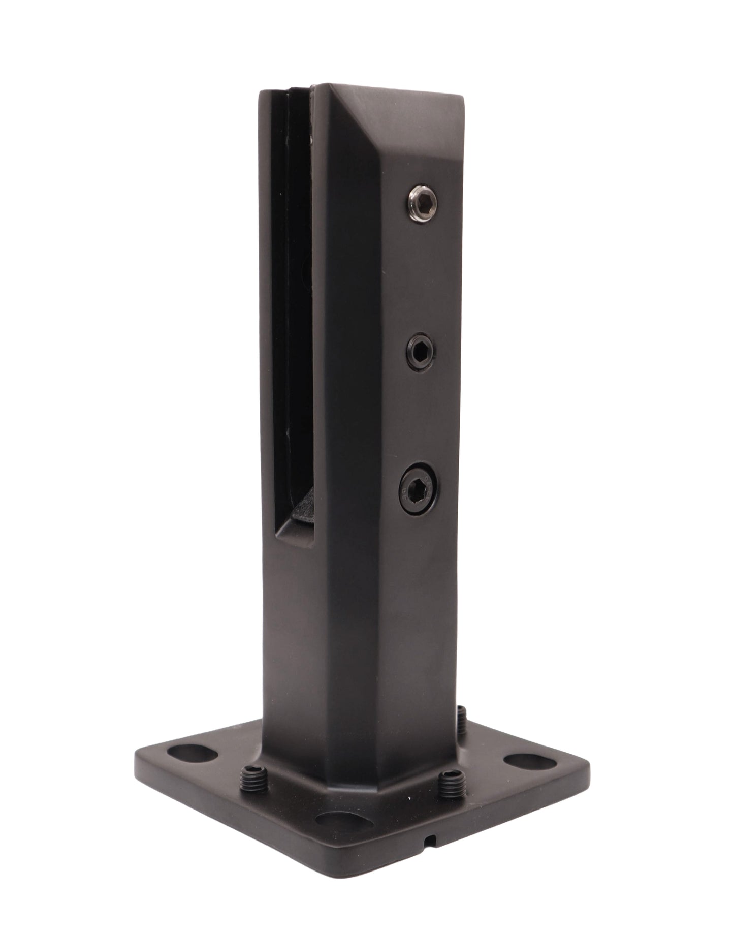 8" Stainless Steel Glass Railing Spigot for Staircase with Leveling Black Finish (G1130-BLK) - SHEMONICO
