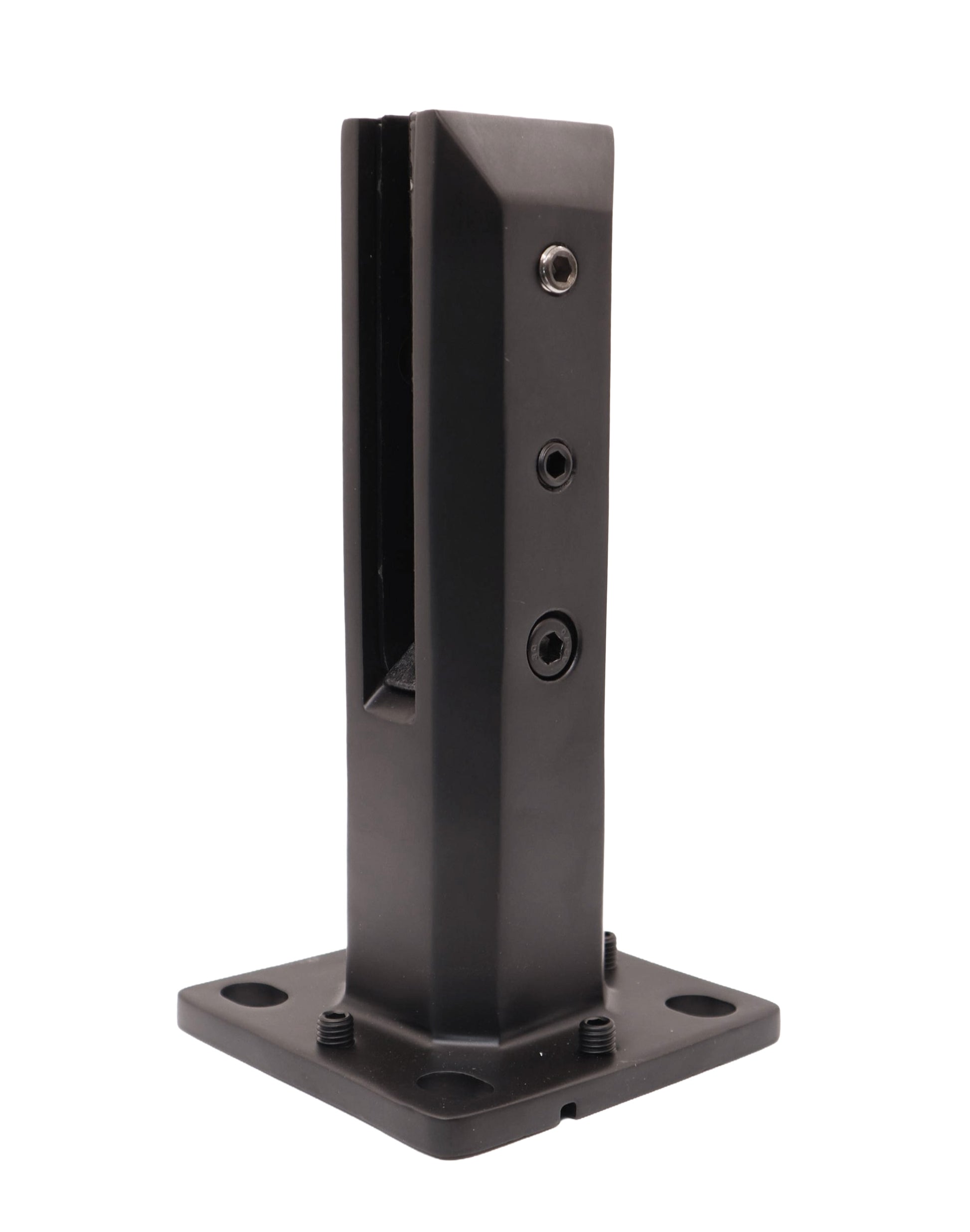 8" Stainless Steel Glass Railing Spigot for Staircase with Leveling Black Finish (G1130-BLK) - SHEMONICO