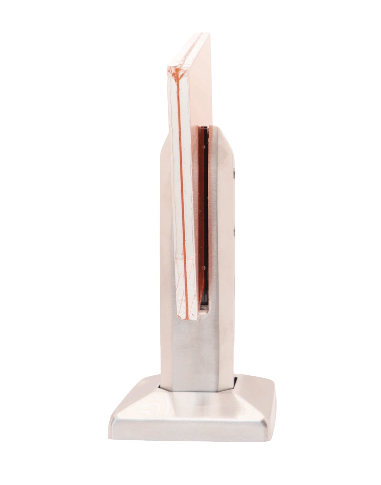 8" Stainless Steel Glass Railing Spigot for Staircase with Leveling Satin Finish (G1130-BRS) - SHEMONICO