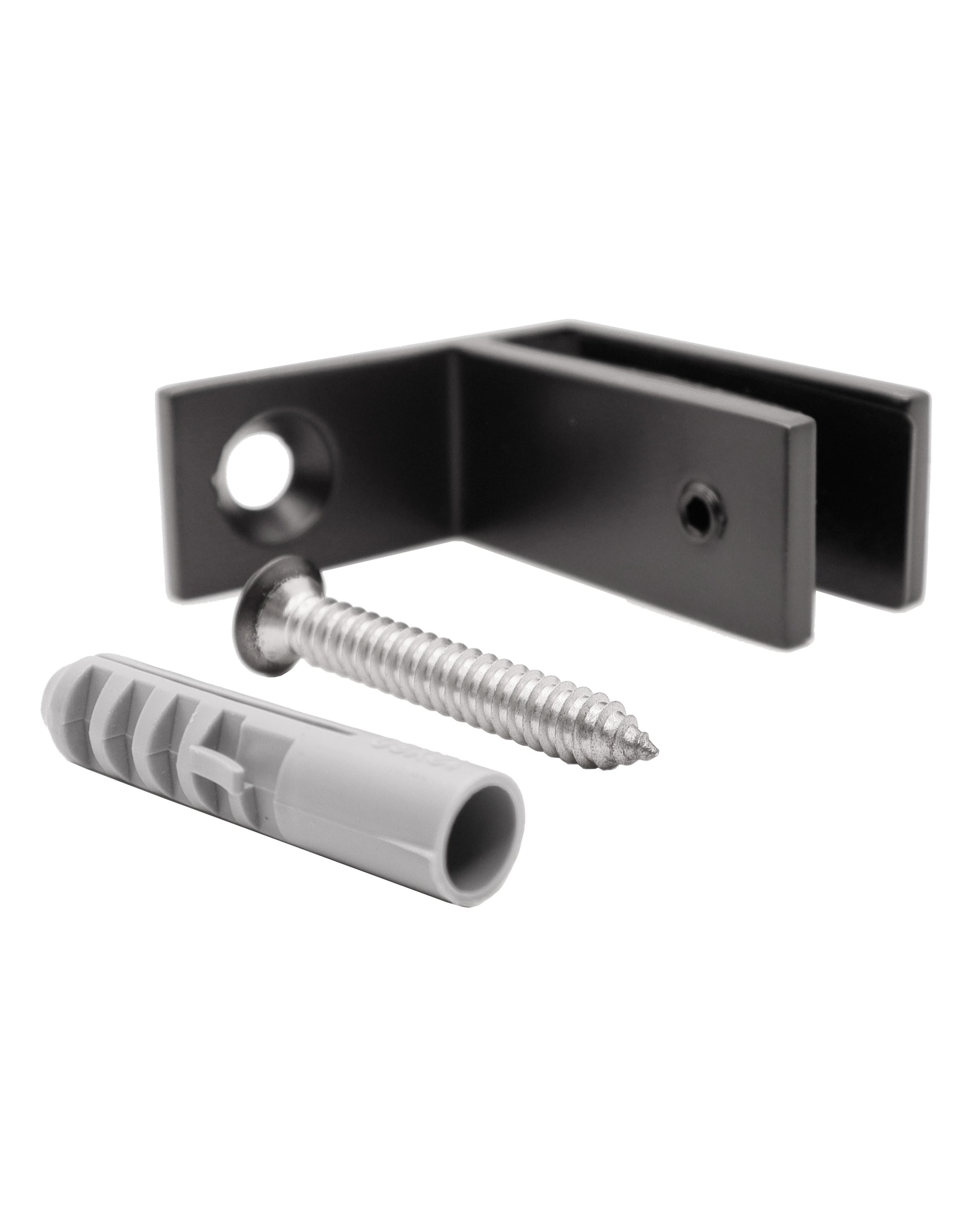 Stainless Steel Black 90 Degree to Wall  1/2" Glass to Wall Clamp Railing  (G1220-BLK) - SHEMONICO