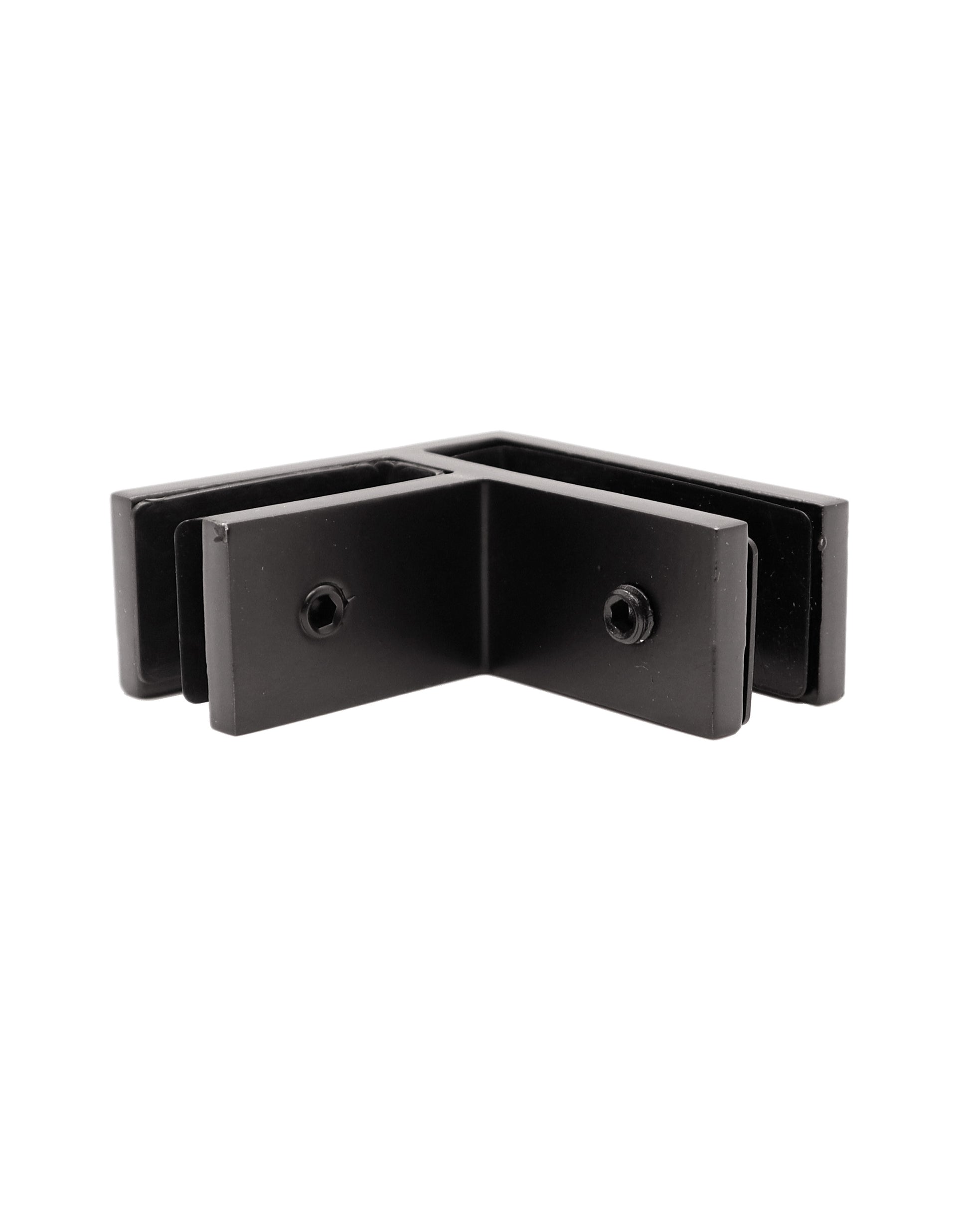 90 Degree 1/2" Glass to Glass Stainless Steel Black Clamp Railing  (G1230-BLK) - SHEMONICO