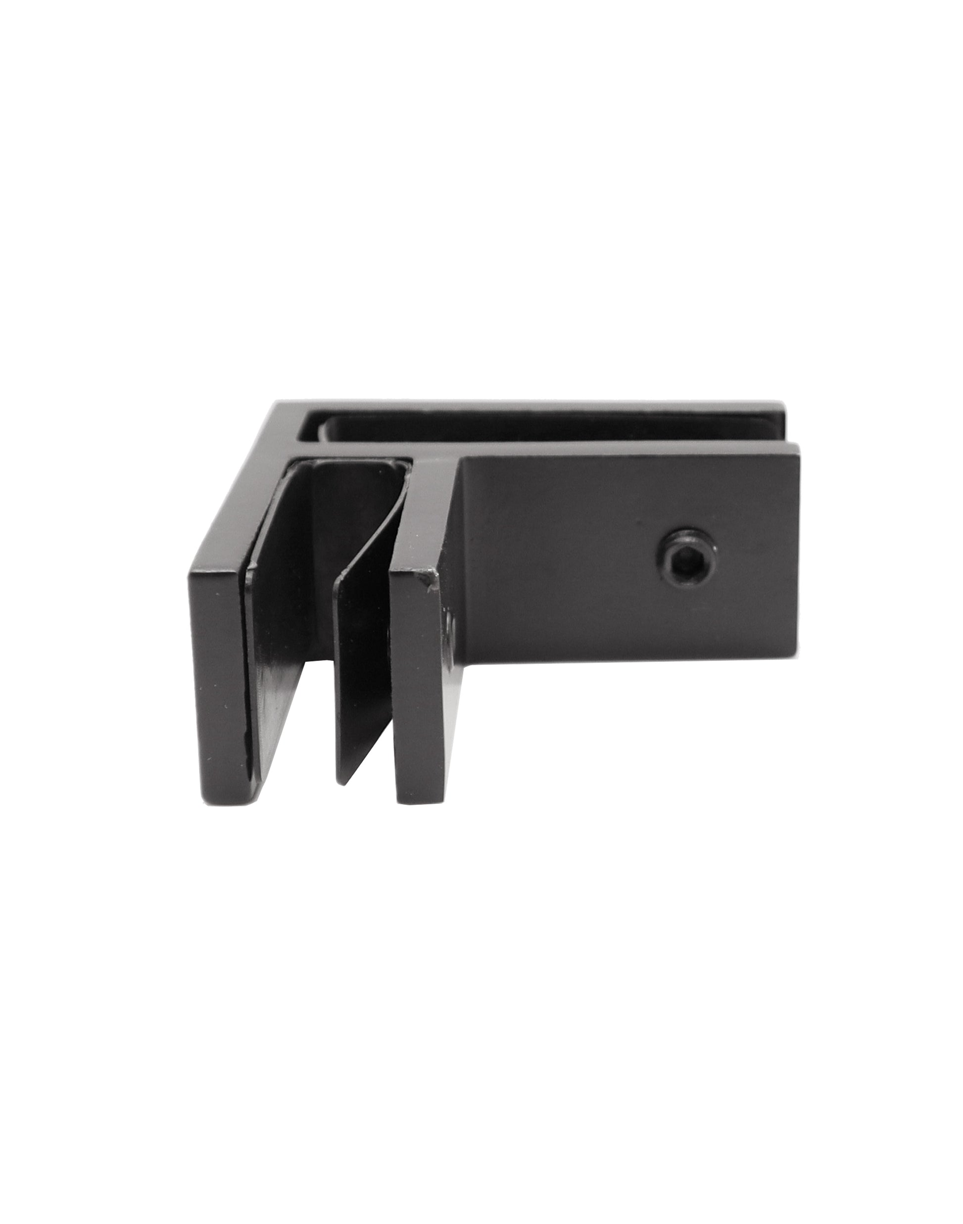 90 Degree 1/2" Glass to Glass Stainless Steel Black Clamp Railing  (G1230-BLK) - SHEMONICO