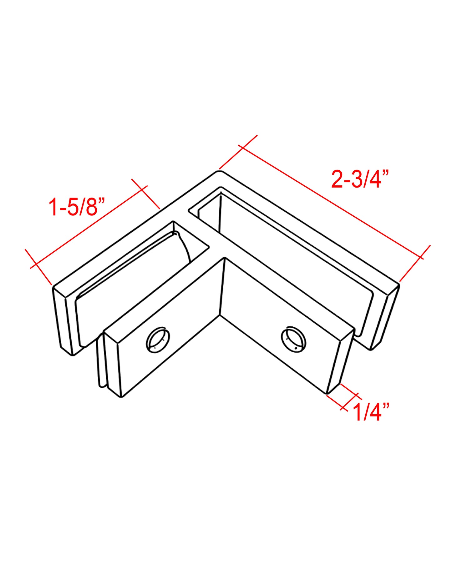 90 Degree 1/2" Glass to Glass Stainless Steel Black Clamp Railing  (G1230-BLK) - SHEMONICO