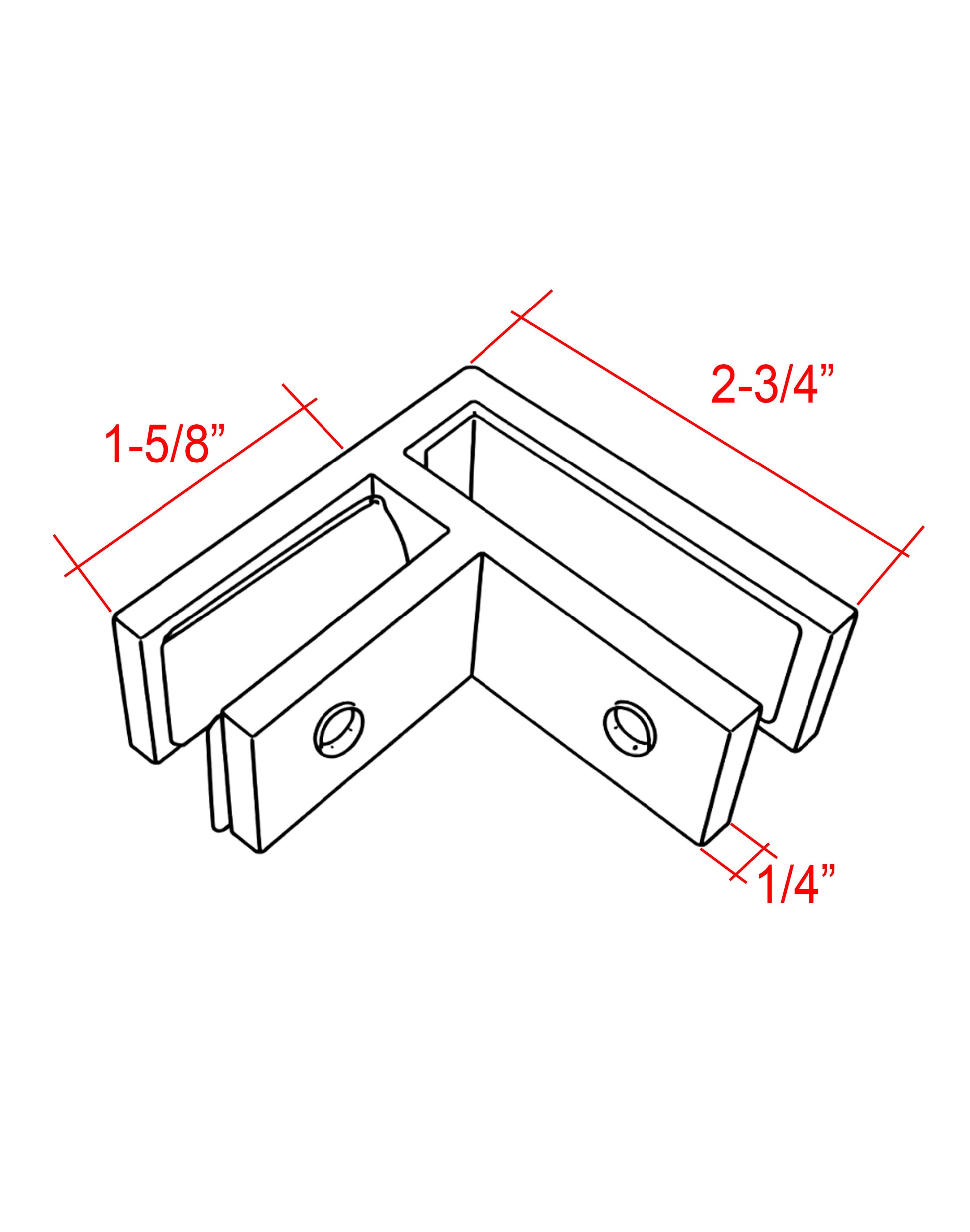 90 Degree 1/2" Glass to Glass Stainless Steel Black Clamp Railing  (G1230-BLK) - SHEMONICO