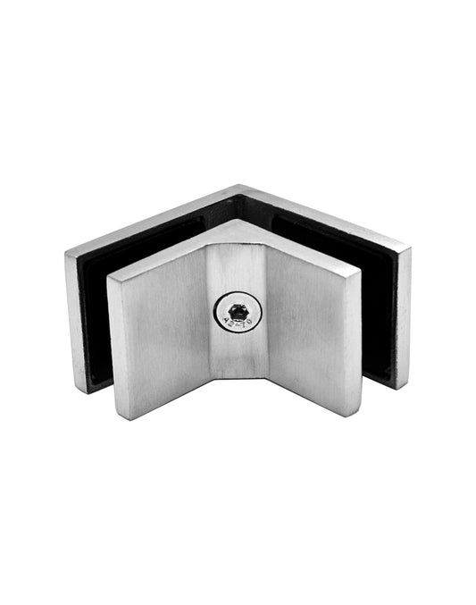 90 Degree 1/2" Glass to Glass Stainless Steel Clamp for Railing  (G1240-BRS) - SHEMONICO