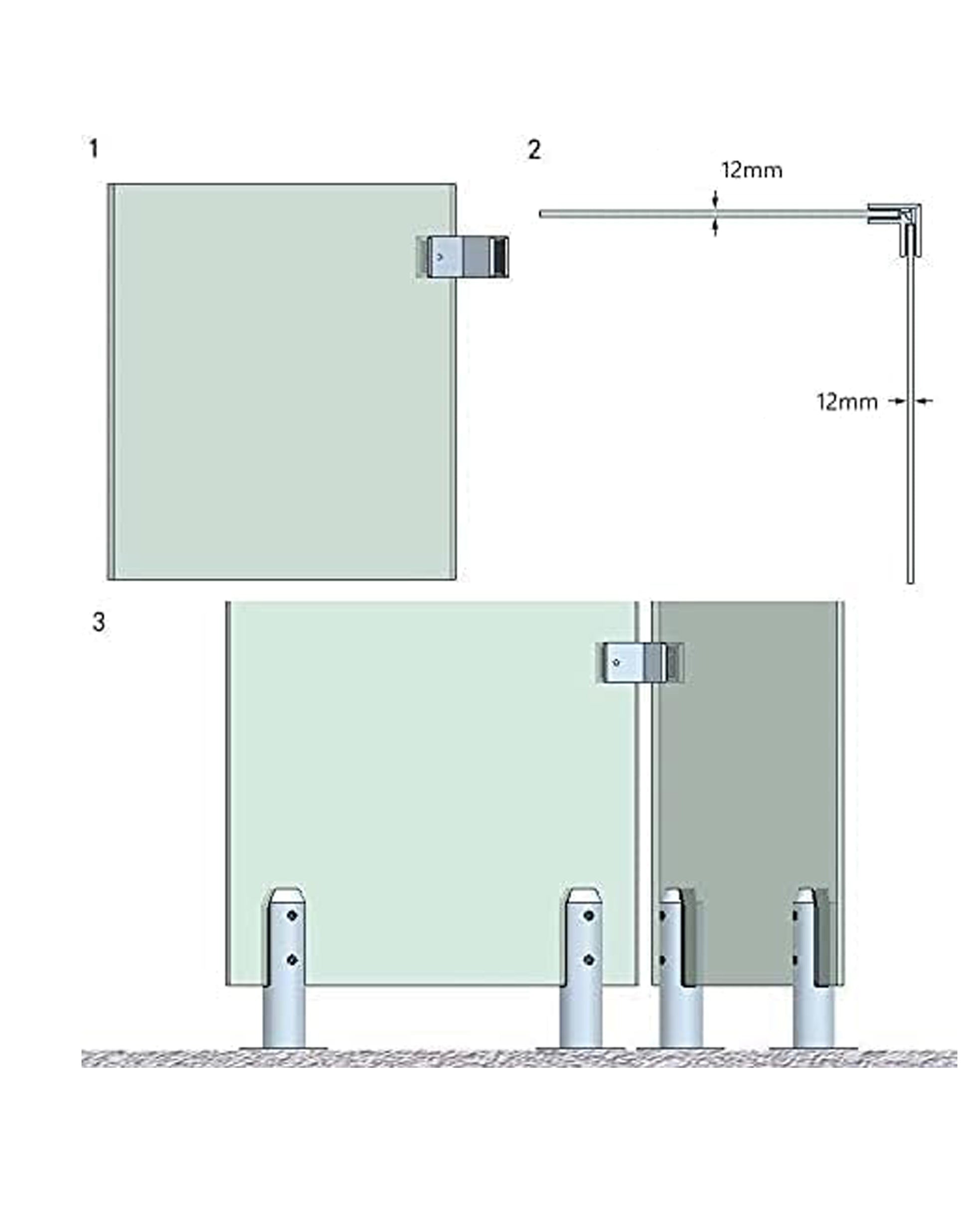 90 Degree 1/2" Glass to Glass Stainless Steel Clamp for Railing  (G1240-BRS) - SHEMONICO
