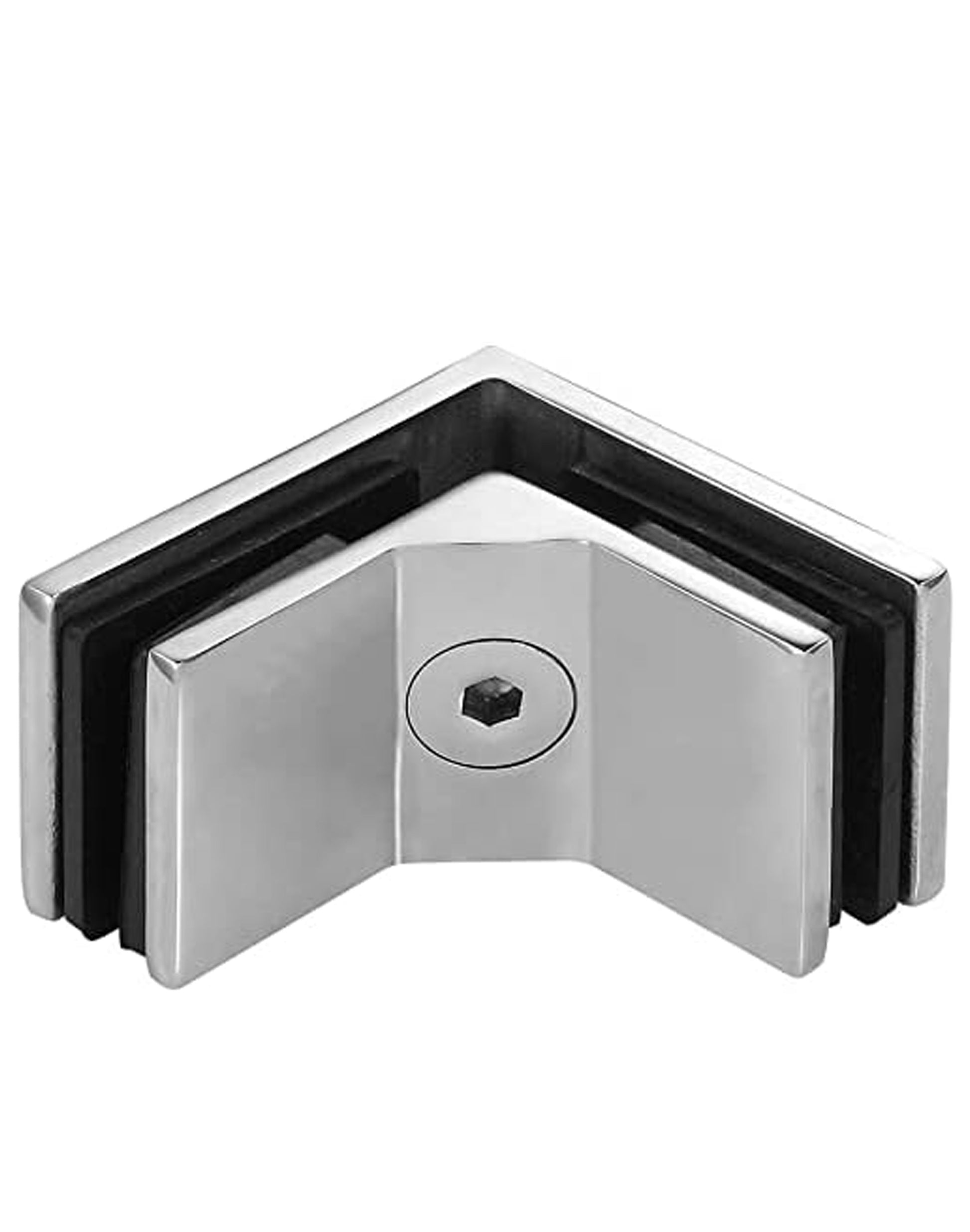 90 Degree 1/2" Glass to Glass Stainless Steel Clamp for Railing  (G1240-BRS) - SHEMONICO