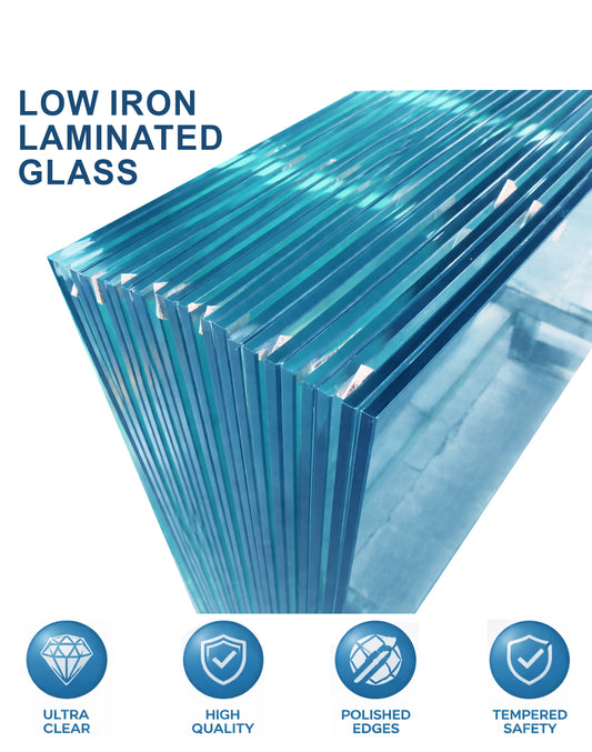1/2" Clear Tempered Laminated Low Iron Starphire Glass Panel Flat Polished for Railing