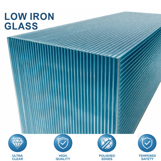 40" and 42" High 1/2" Clear Tempered Low Iron Starphire Glass Panel Flat Polished for Railing