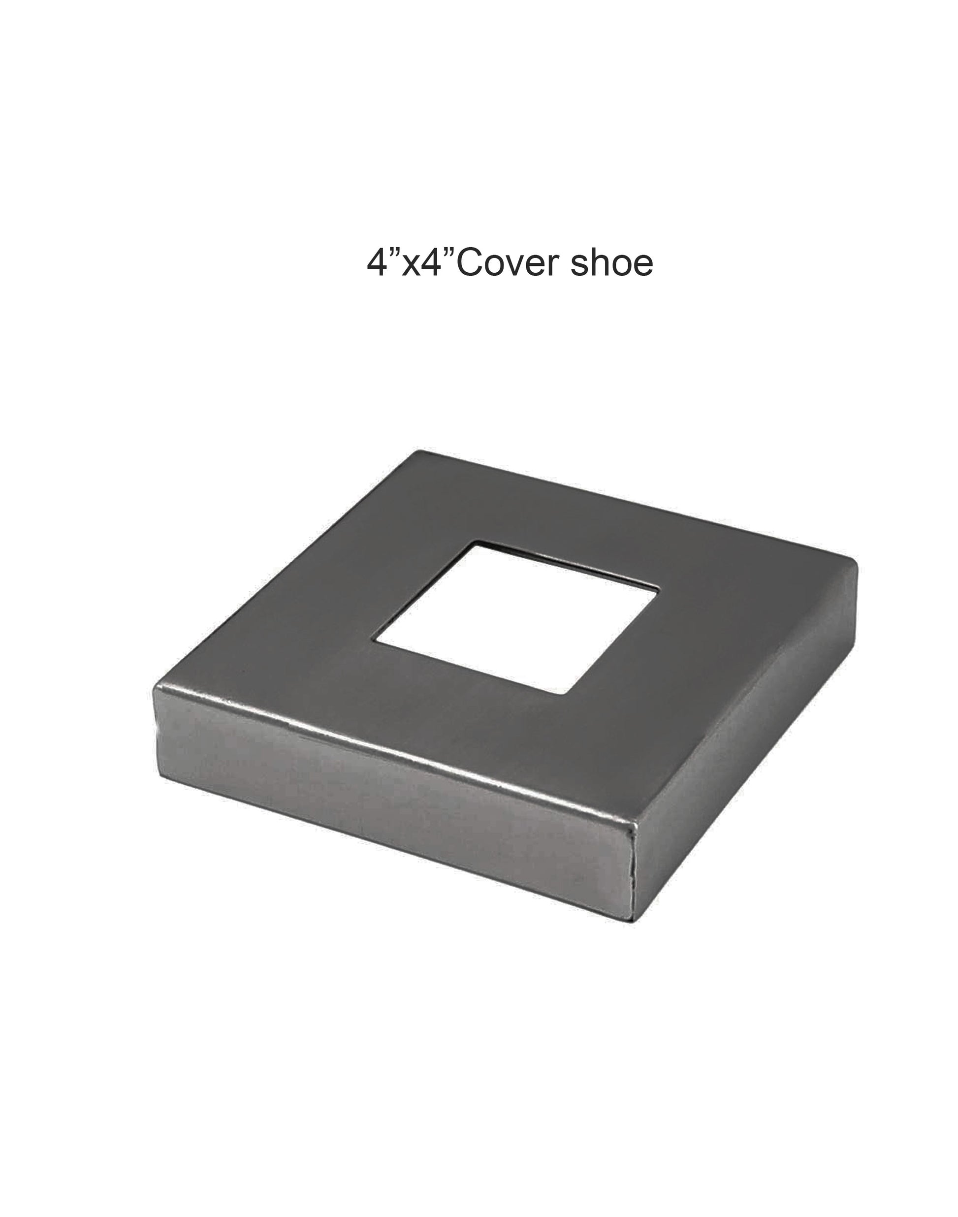 Stainless Steel Glass Railing Square Post 2" Wide, 42" Tall, 4" Base Plate & Cover - SHEMONICO