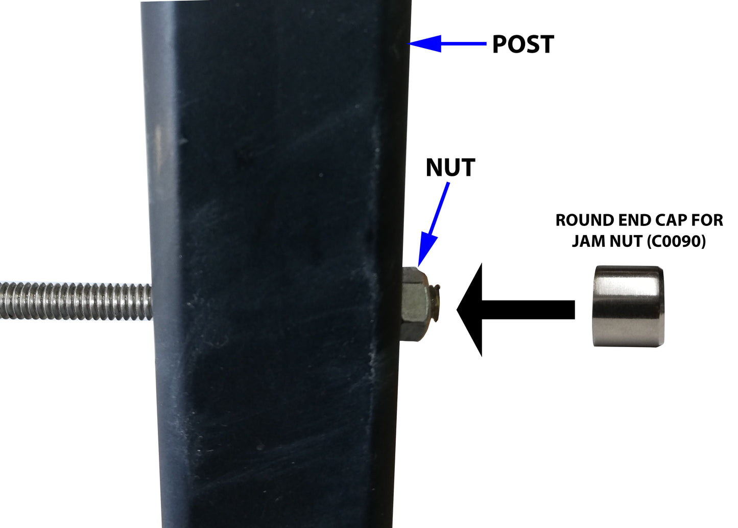 Black Oxide Round End Cap for Jam Nut (C0090-BO) - SHEMONICO