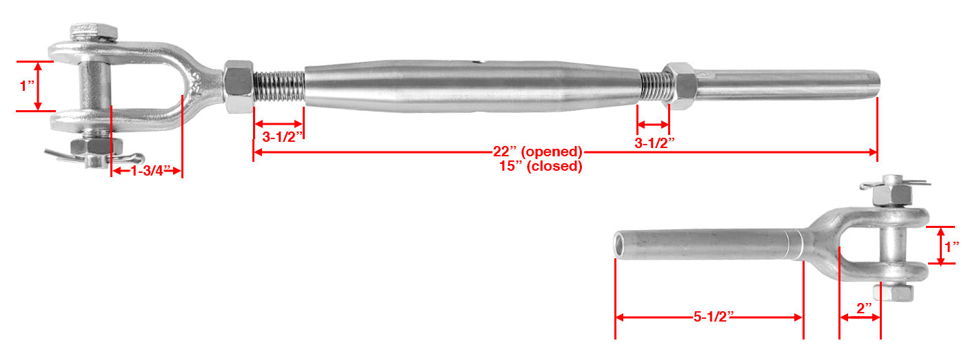 Drop Forged Swage Jaw Stud for 1/2" Cable (C1012) - SHEMONICO