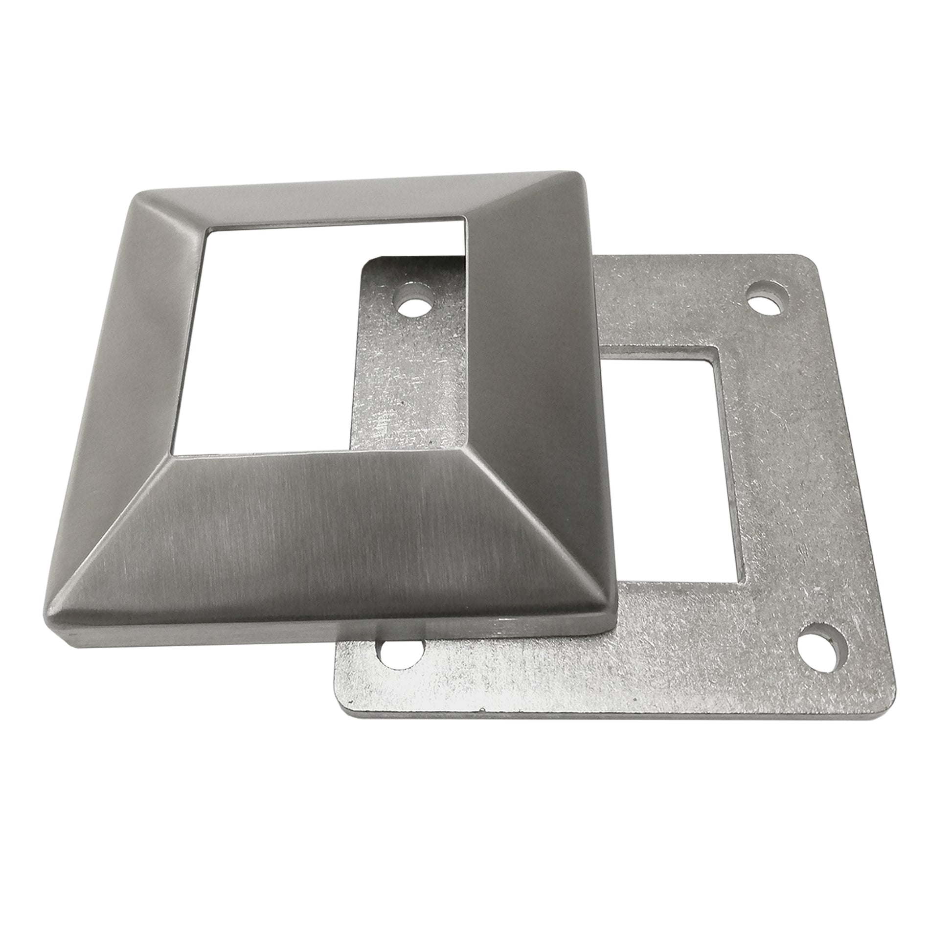 Stainless Steel 316 Grade Square Base Cover and Plate for 2" Post Fitting (C1060-200) - SHEMONICO