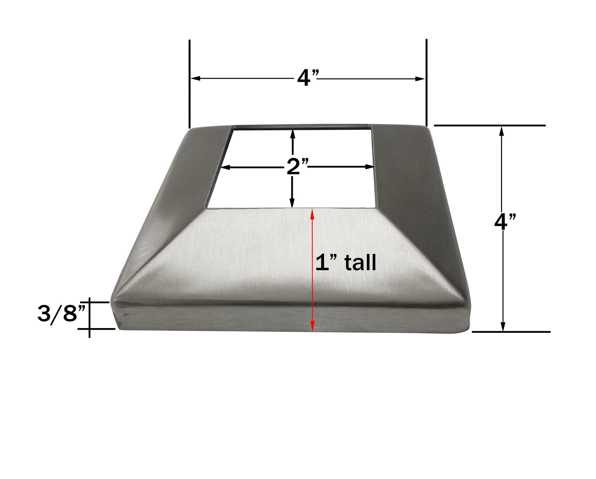 Stainless Steel 316 Grade Square Base Cover and Plate for 2" Post Fitting (C1060-200) - SHEMONICO
