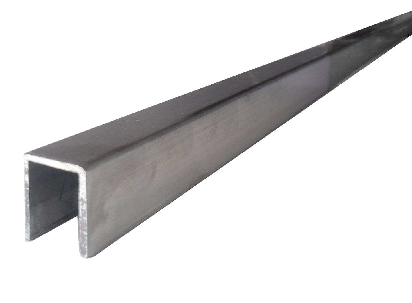 Slim cap rail for glass rail 10 ft U channel Stainless steel (G1016) - SHEMONICO