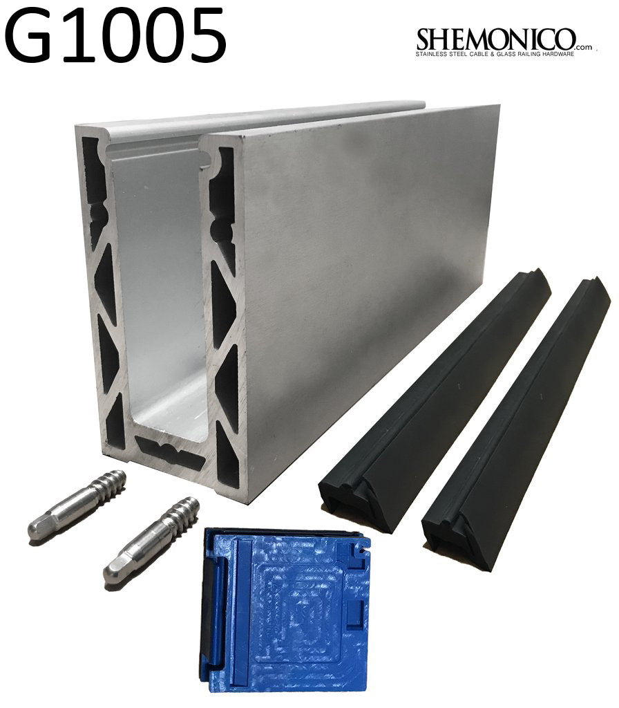 Anodized Aluminum Glass Channel 118" Long (G1005) - SHEMONICO