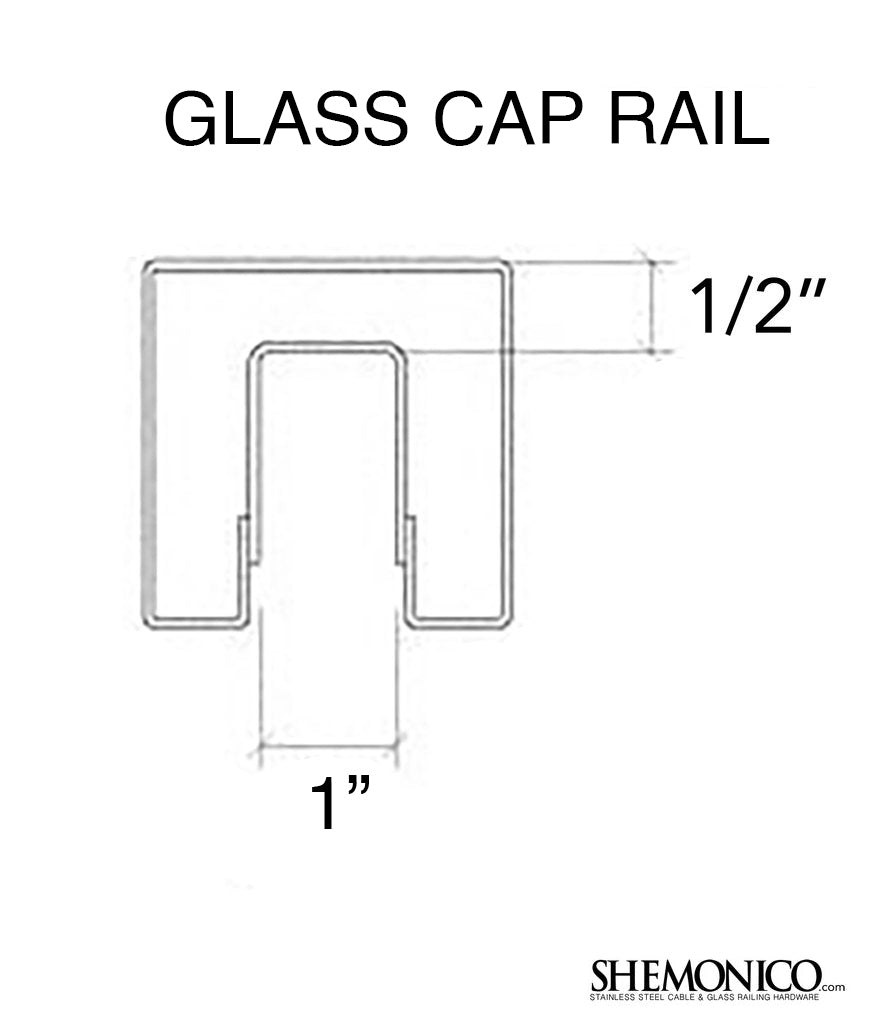 Stainless steel cap rail for glass rail 10 ft (G1015) - SHEMONICO