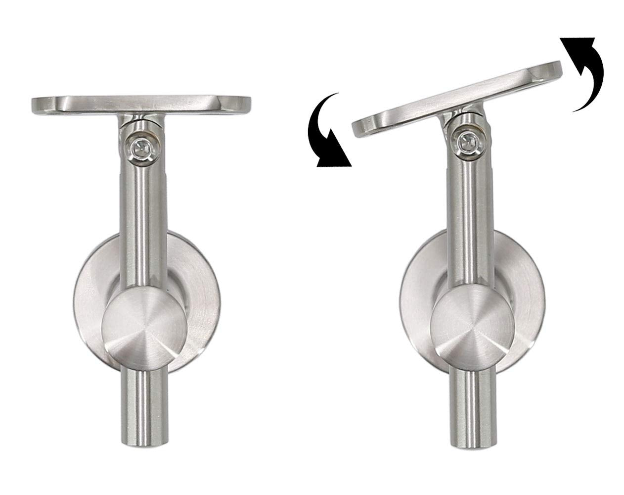 Stainless Steel Glass Mount Handrail Bracket for 1 1/2" Round or Square Tube  Satin Finish T316 Marine Grade (G1020) - SHEMONICO