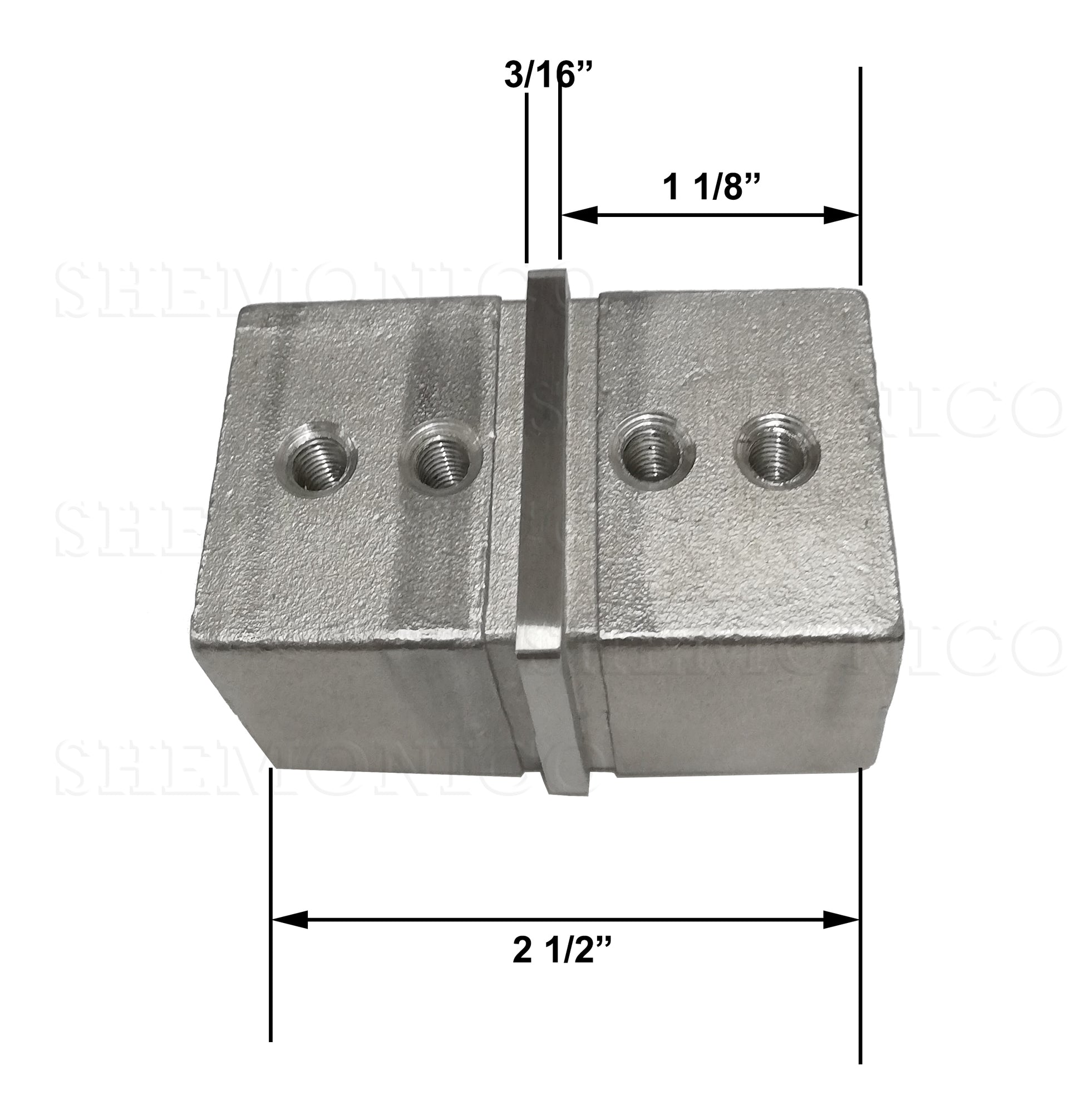 Square Connector for 1-1/2" Square Cap Railing Slot Tube Stainless Steel T316 (G1120-150-150) - SHEMONICO