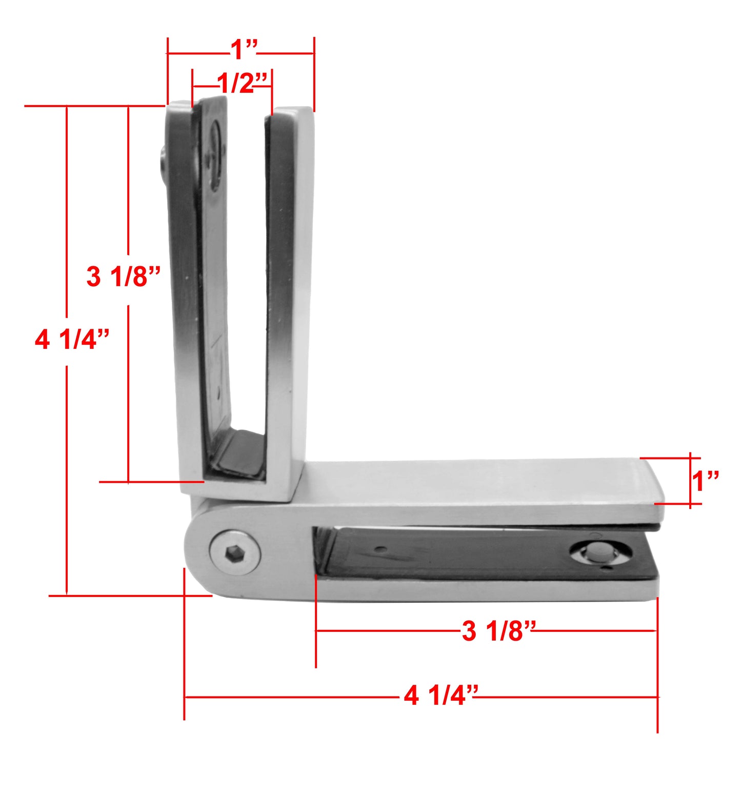 Stainless Steel 316 Adjustable 90 to 180 Degree 1/2" Glass to 1/2" Glass Clamp Railing  (G1200) - SHEMONICO