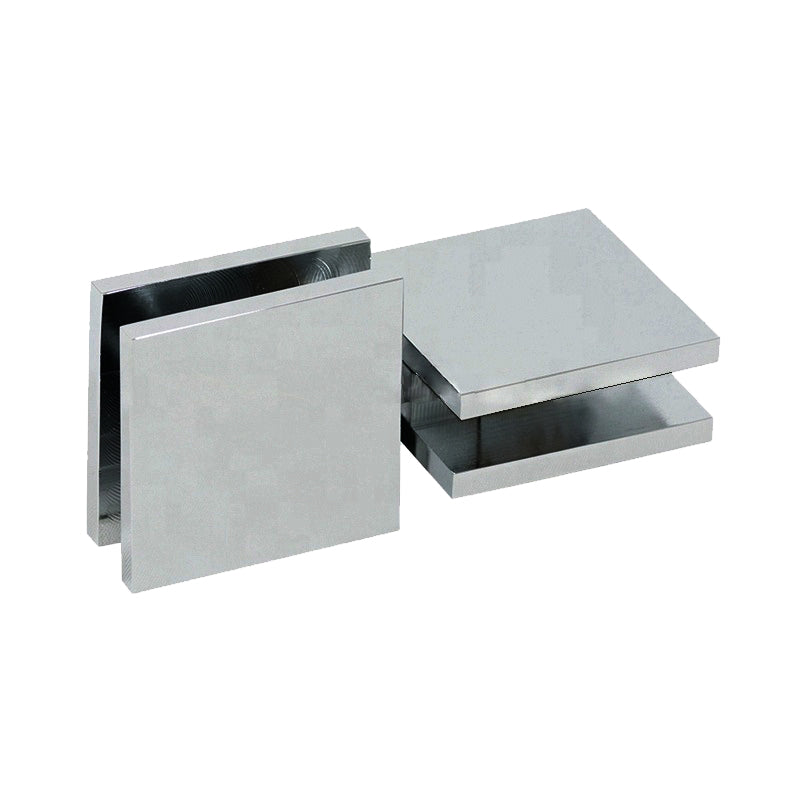 Square Flat 180 Degree Glass Clamp 1 1/2" x 1 1/2" for 1/2" Glass Stainless Steel 316 Grade Satin Finish  (G1300) - SHEMONICO