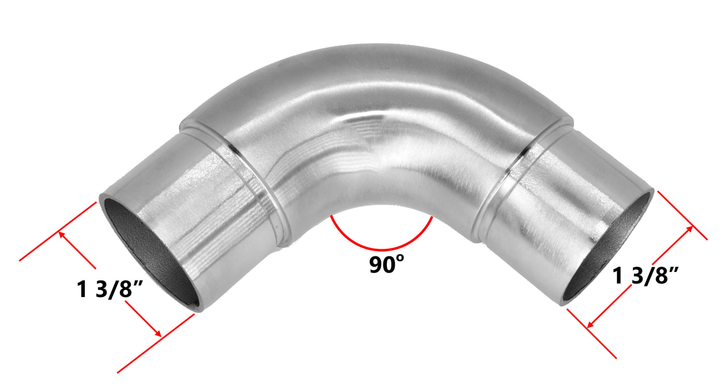 90 Degree Elbow for 1 1/2 Round Handrail Tube Stainless Steel 316 (P0310-150) - SHEMONICO