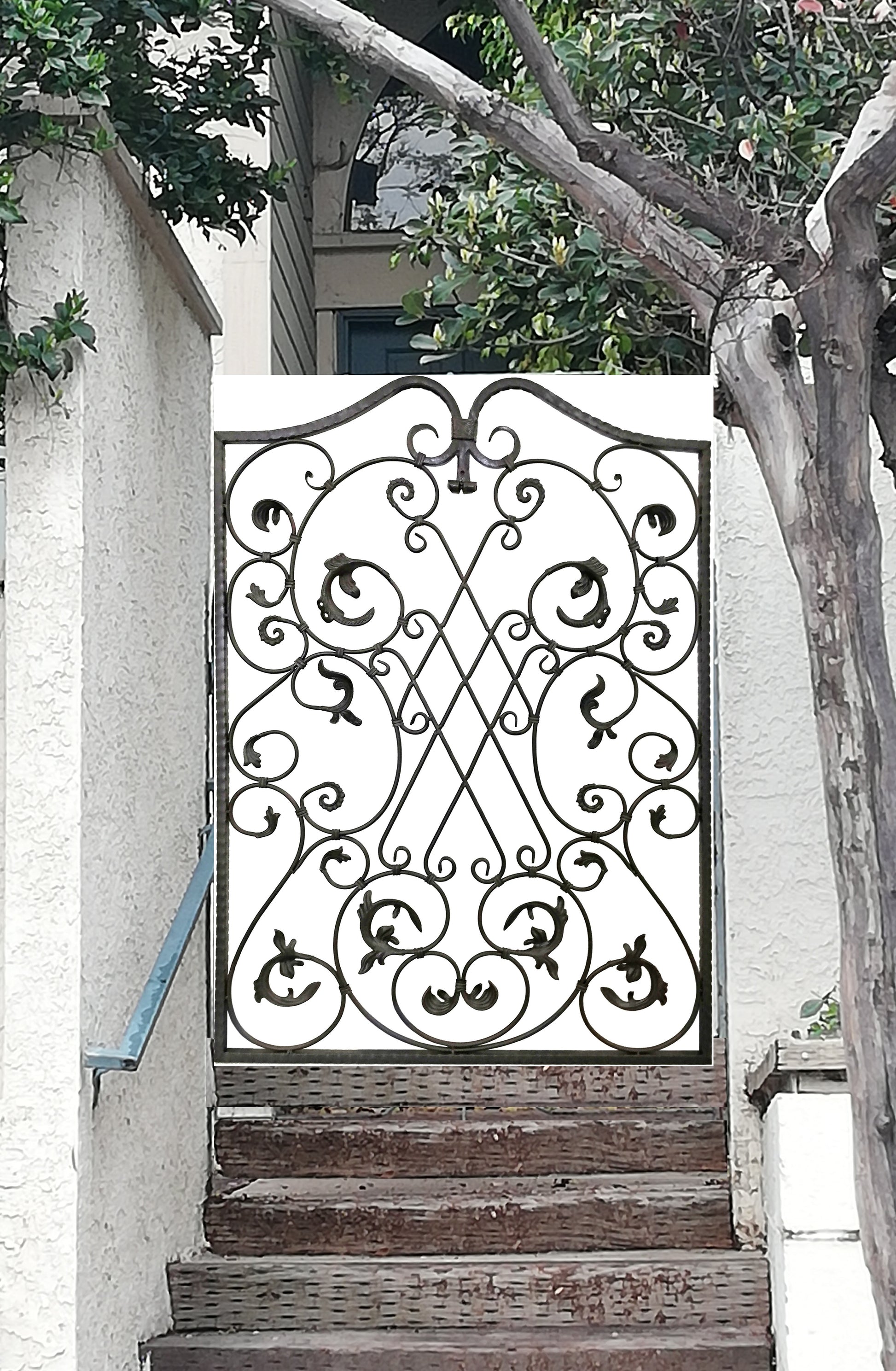 Decorative Ornamental Panel Fence 56" x 40" Wrought Iron Metal Outdoor (70038) - SHEMONICO