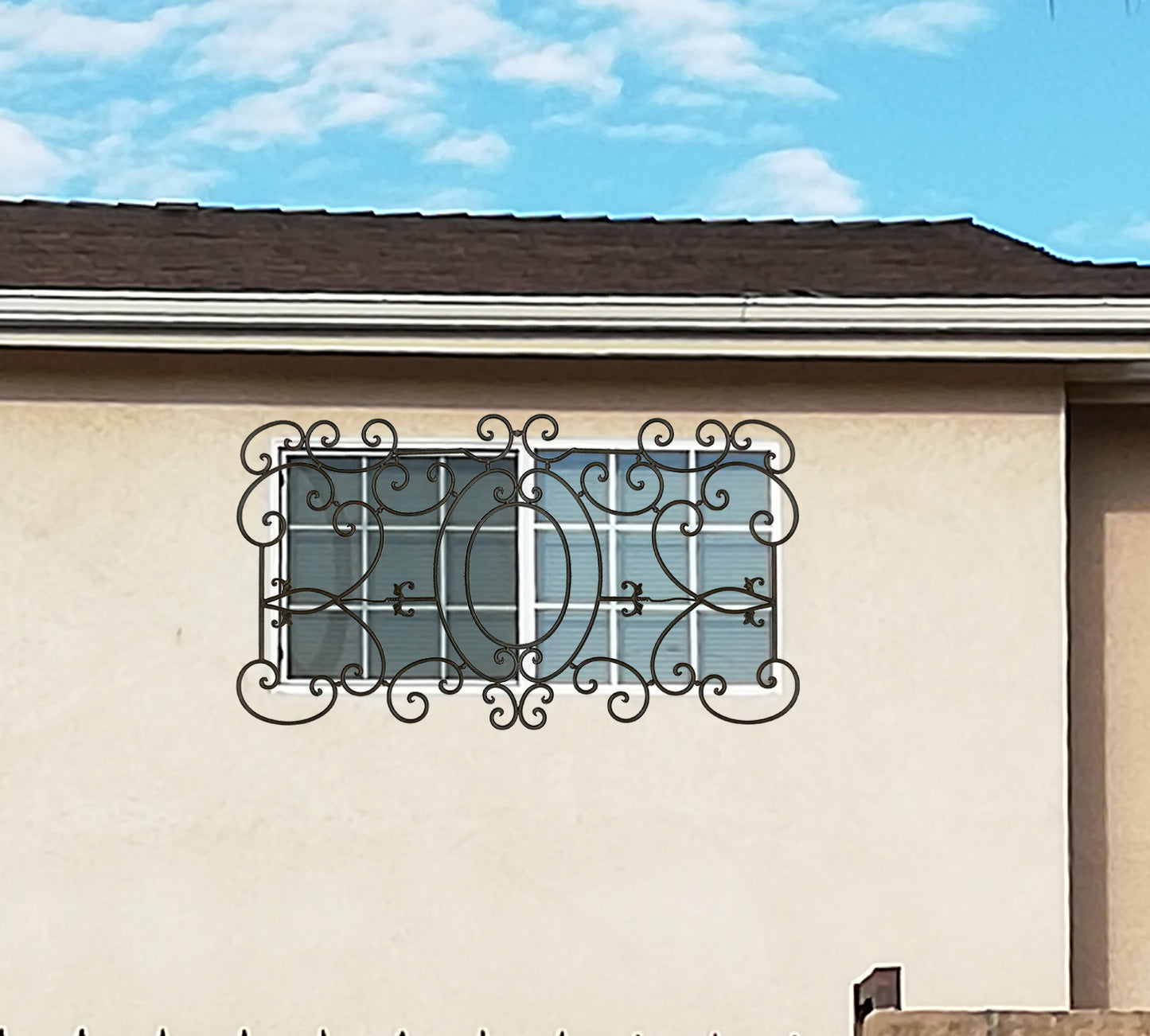Decorative Ornamental Panel Fence 60" x 31" Wrought Iron Metal Outdoor (70039) - SHEMONICO