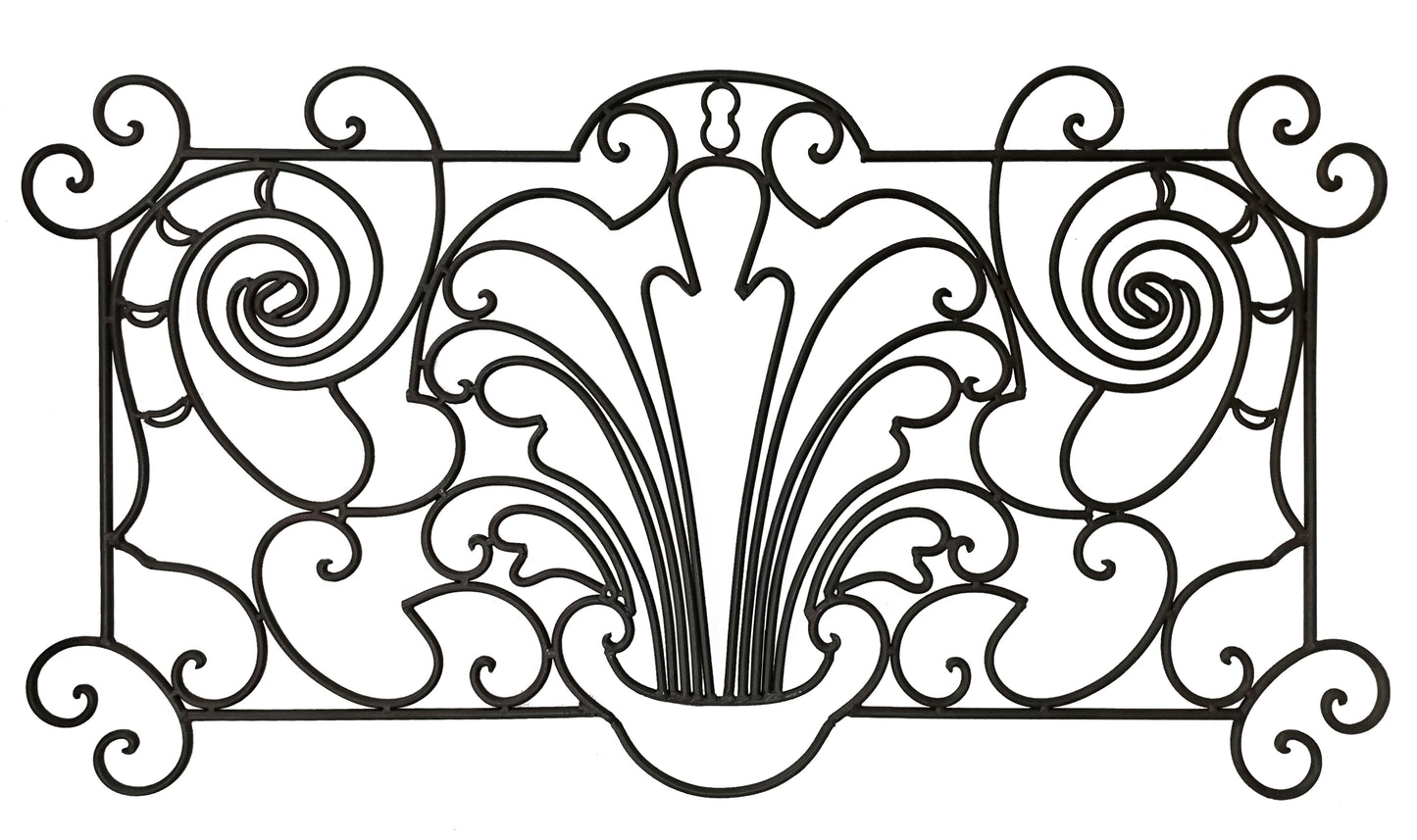 Decorative Ornamental Panel Fence 59.5" x 32" Wrought Iron Metal Outdoor (70041) - SHEMONICO