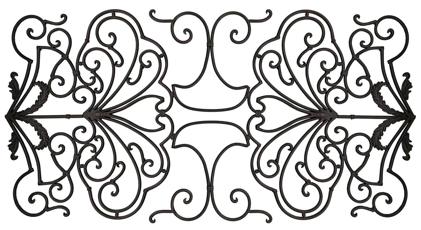 Decorative Ornamental Panel Fence 61" x 31.5" Wrought Iron Metal Outdoor (70044) - SHEMONICO